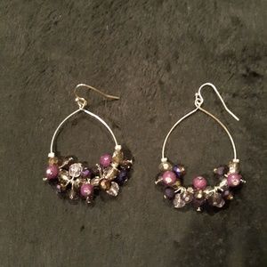 Purple dangle bead earings